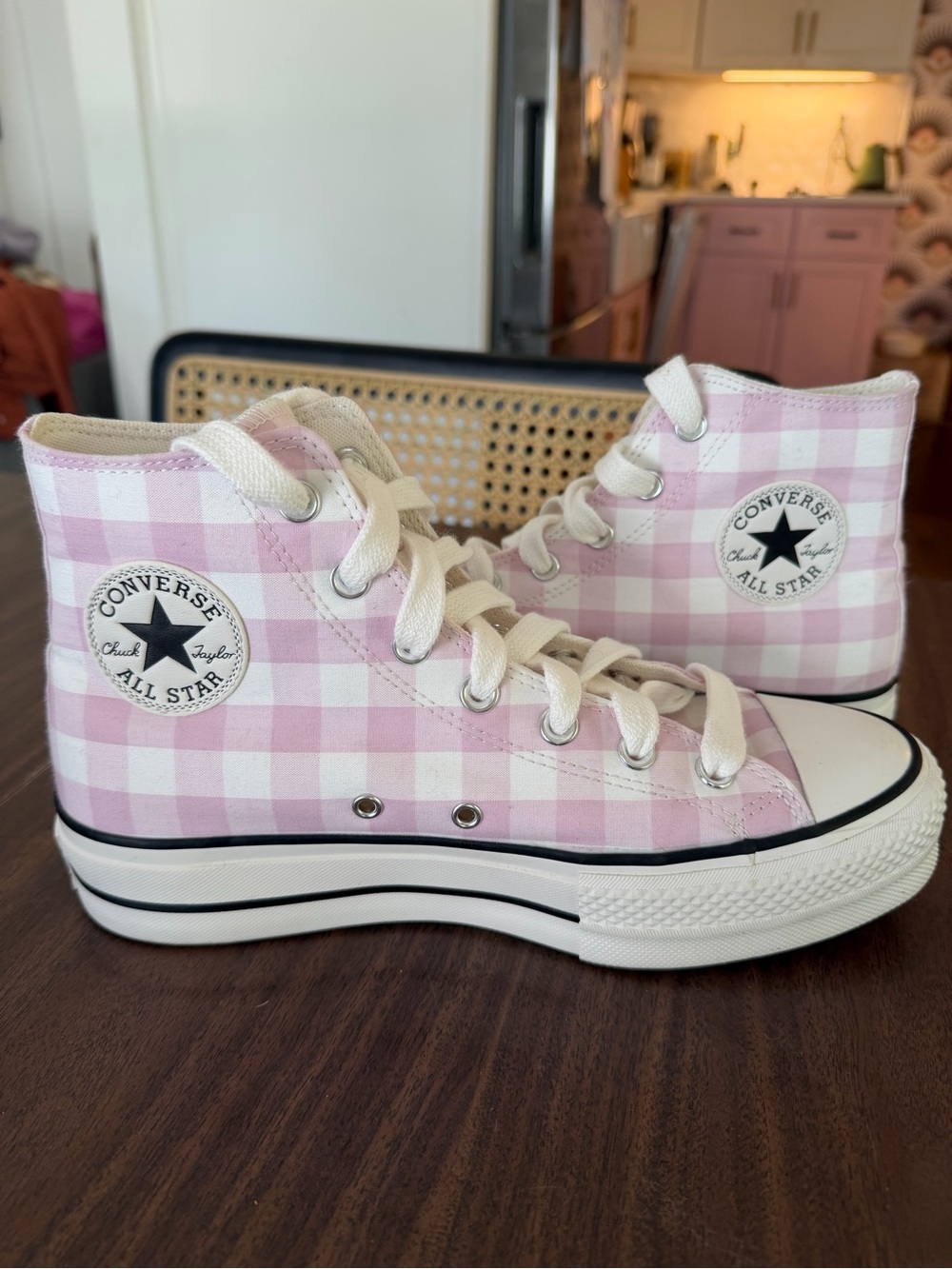 Converse Chuck Taylor All Star Lift Platform Sneaker Pink Gingham Checkered